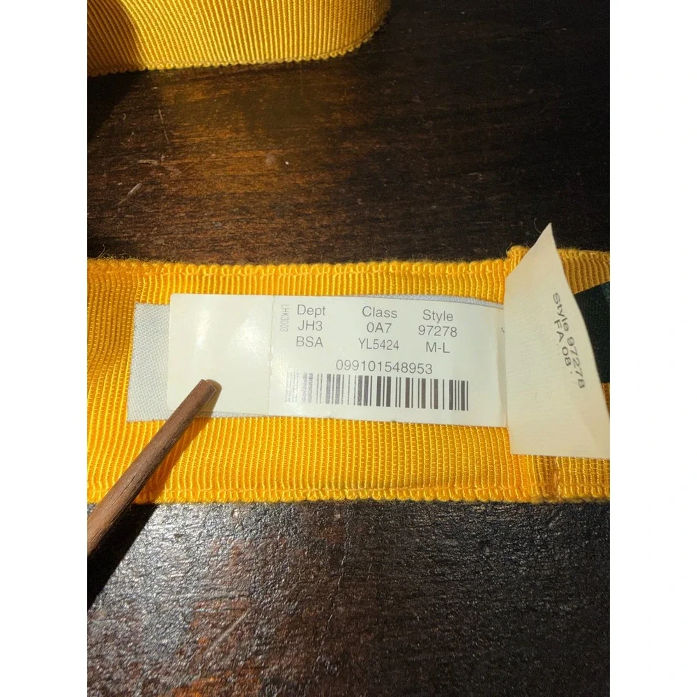 J. Crew Yellow‎ Rayon Belt Crystal Jewel Buckle M L Accent Fashion #97278 - Picture 5 of 6